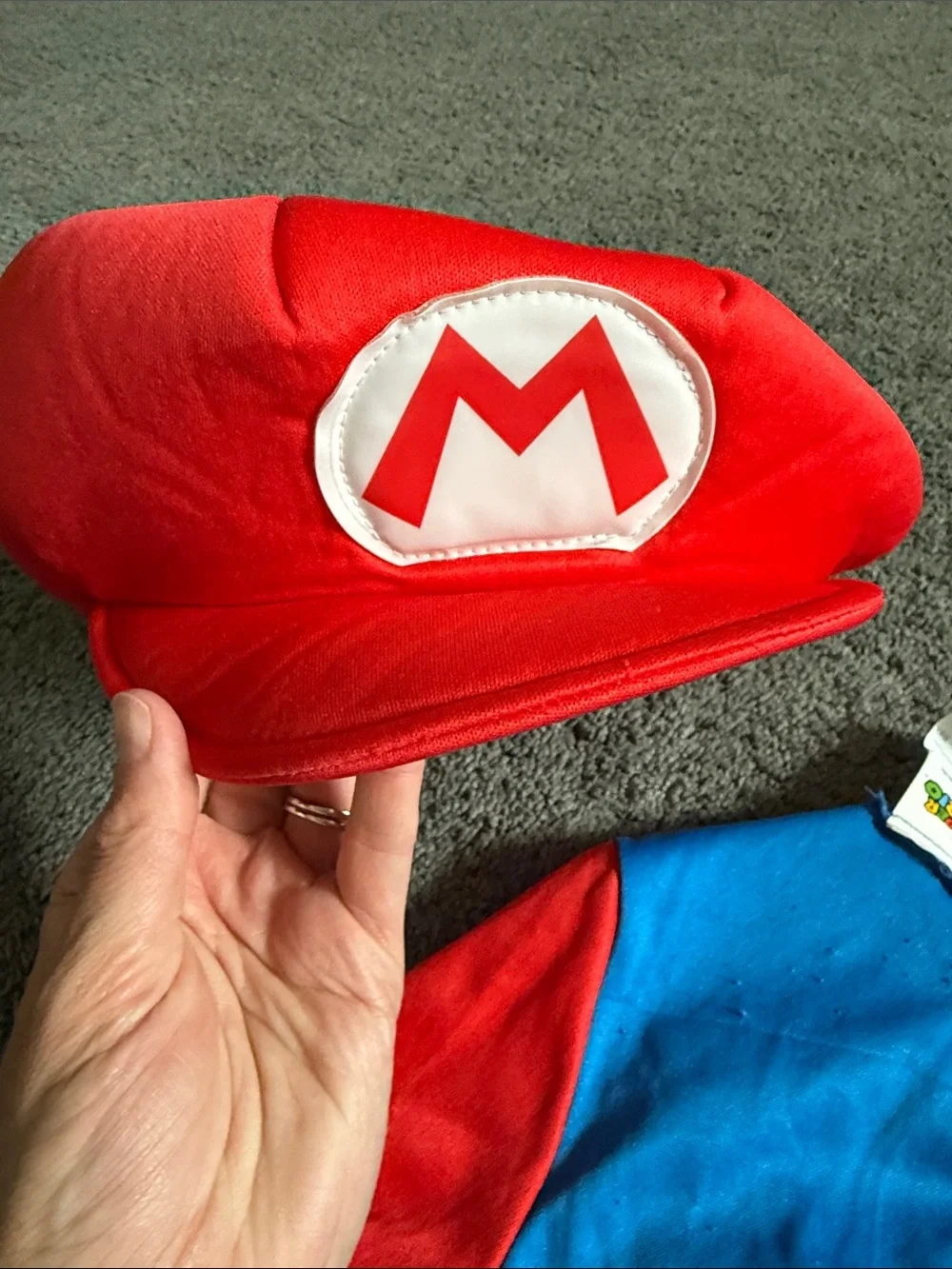 Disguise Kids Blue and Red  Mario Costume with Yellow Buttons